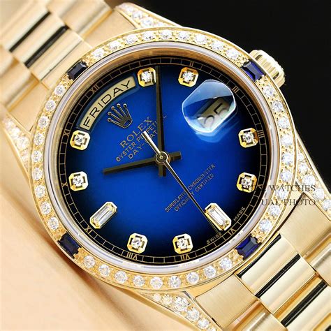 men's rolex day date blue dial sapphire crystal replica|rolex day date diamond bracelet.